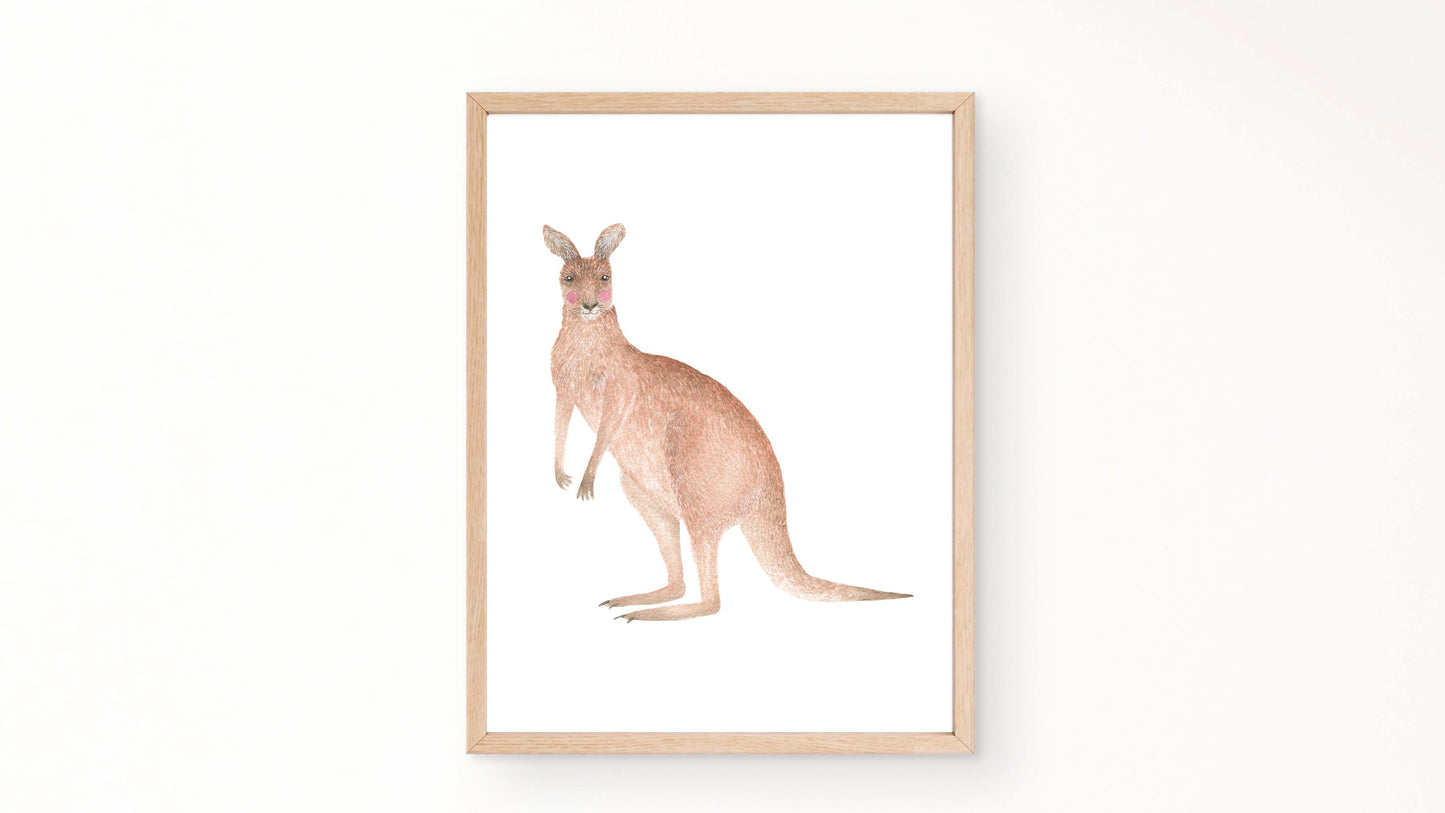 RED KANGAROO NURSERY PRINT